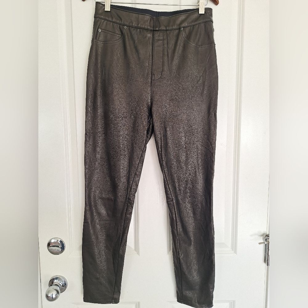 Spanx dark brown faux leather leggins pants size M